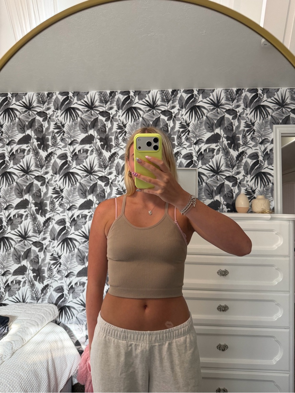 Ribbed Tan Crop Tank Top